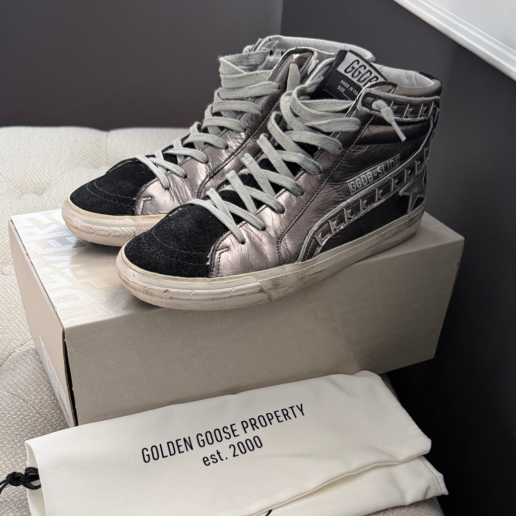 Golden Goose High-Top Silver And Black Sneakers